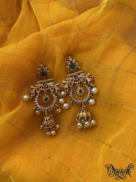 Mehandi Gold plated Large Stud Medium Jhumka Earrings – Simpliful Jewelry
